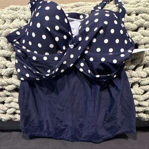 Lands' End Navy and White Polka Dot Kids Raincoat